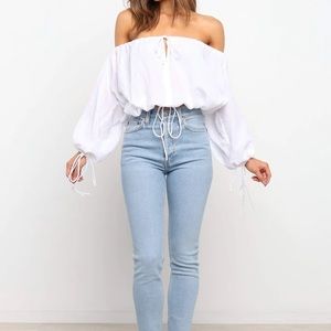 off the shoulder NWT green top size 6/M